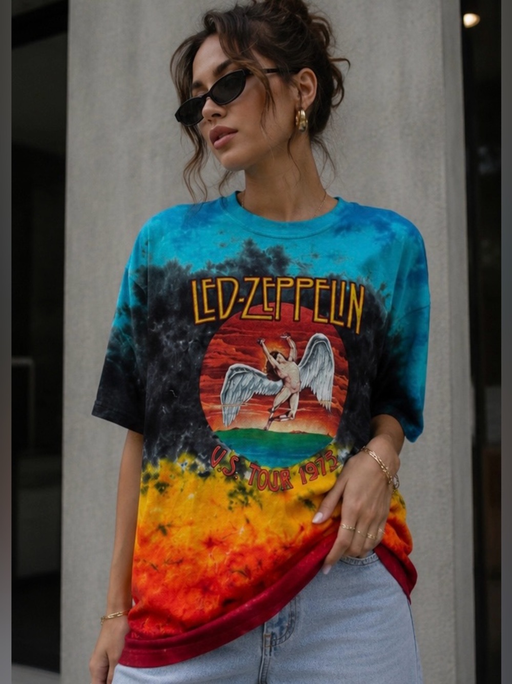 Led Zeppelin Officially Licensed U.S. Tour 1975 Tie Dye T-Shirt